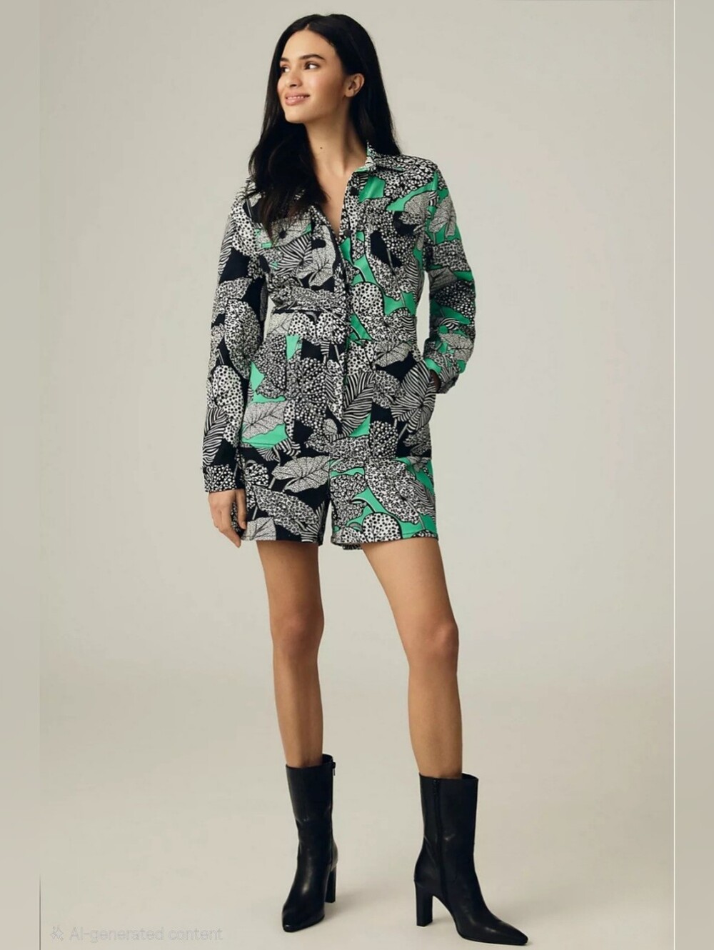 FARM Rio x Anthropologie Foliage Printed Romper Tropical Botanical Resortwear.XS